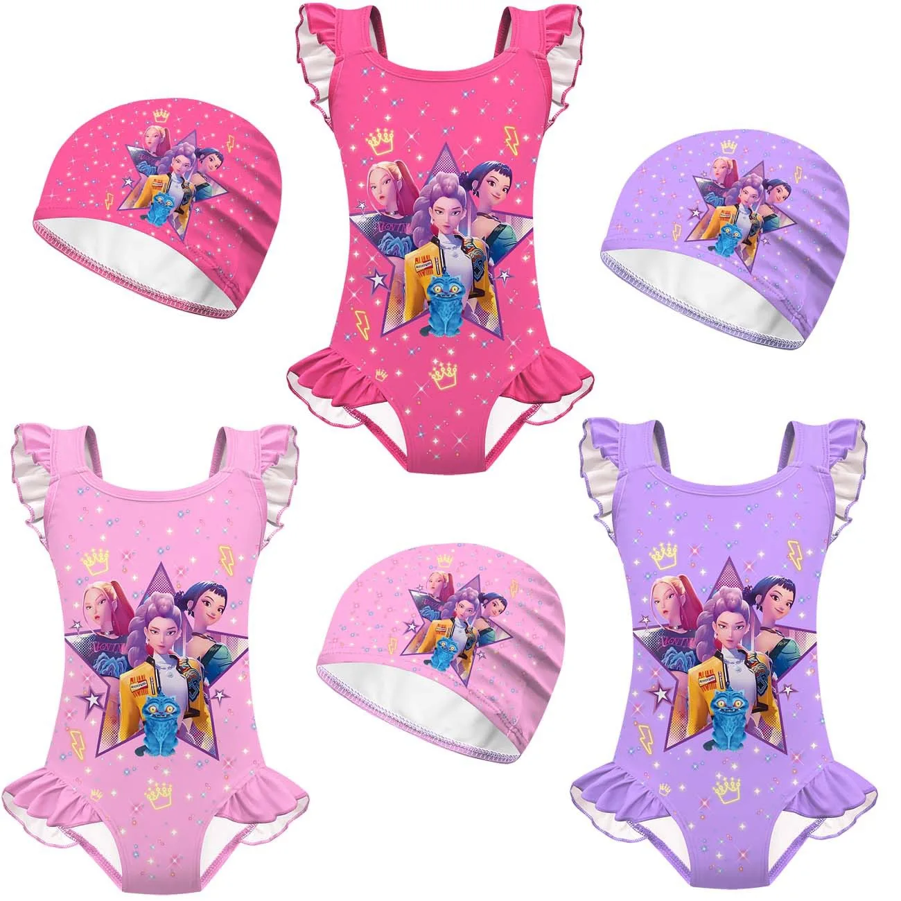 K-Pop Badeanzug für Mädchen, Einteiliger Badeanzug für Kleinkinder, Mädchen-Badeanzug-Set Image