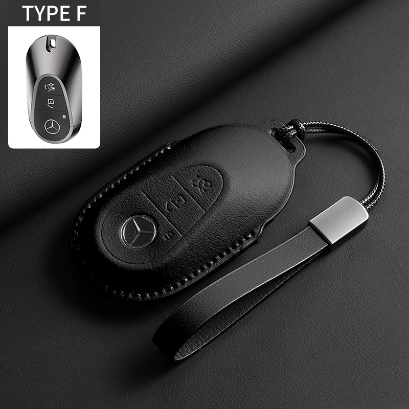 Leder Auto Smart Key Fob Halter Fall Abdeckung Shell Für Mercedes Benz C E S Klasse GLC W206 C260 C300 S450 S500 W223 W214 E300 S400 Image