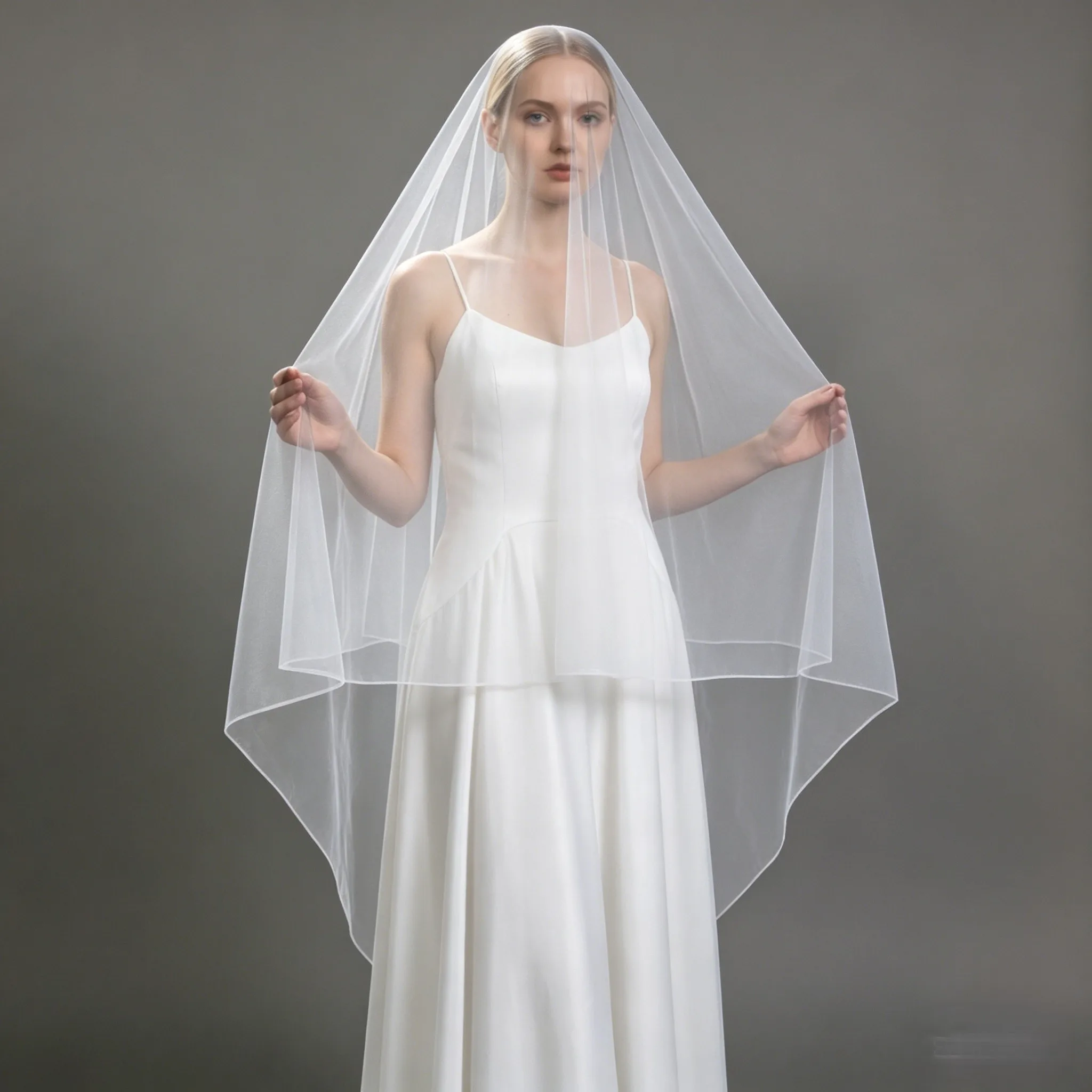 3M langer Hochzeitsschleier, schlichter, weicher Tüll-Brautschleier, Kathedralenlänge, schlichter weißer Kopfschmuck, Schal, Damen-Hochzeitsaccessoires G84 Image