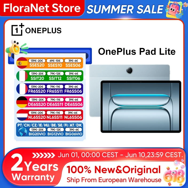 Globale Version Oneplus Pad Lite Tablet LCD 90Hz 11'' Display 9340mAh Akku Android Tablet Mediatek Helio G100 OxygenOS 15.0.1 Image
