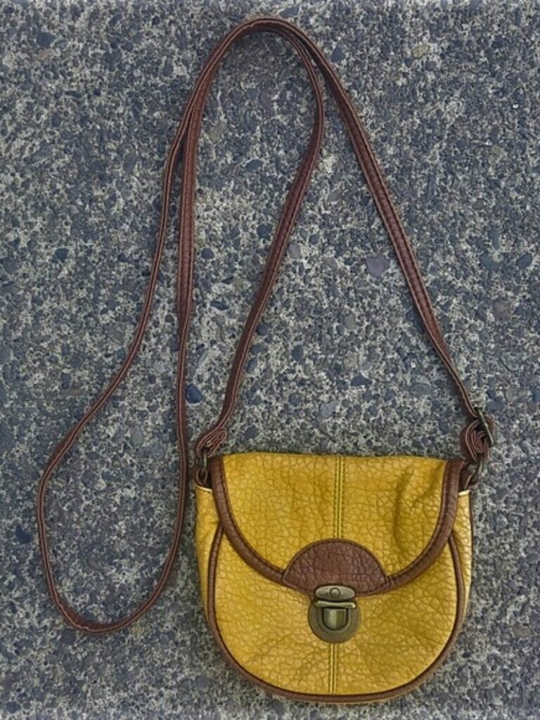 American Eagle Outfitters Bags | American Eagle Outfitters Crossbody Vintage Factory Distressed Faux Leather Bag | Color: Brown/Gold | Size: Os