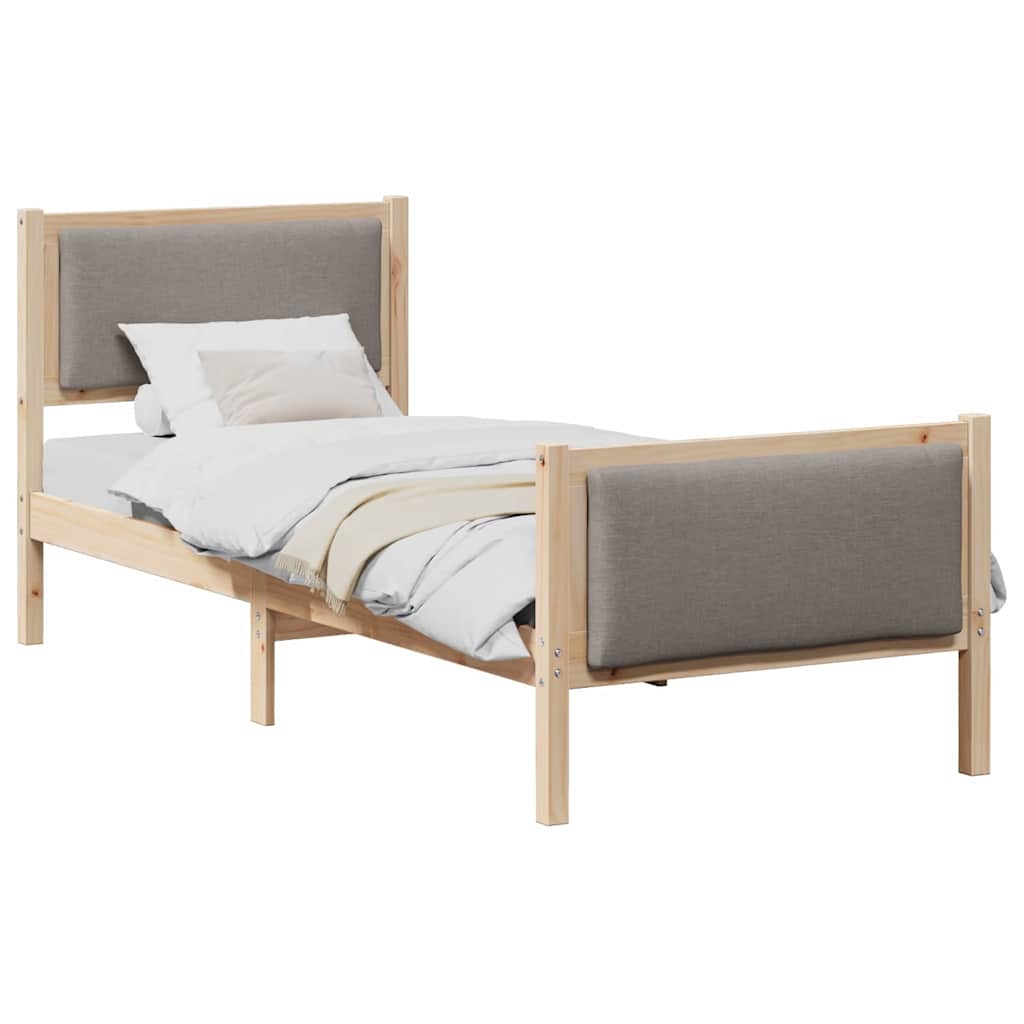vidaXL Bettrahmen mit Kopfteil Taupe 80 x 200 cm Stoff Image
