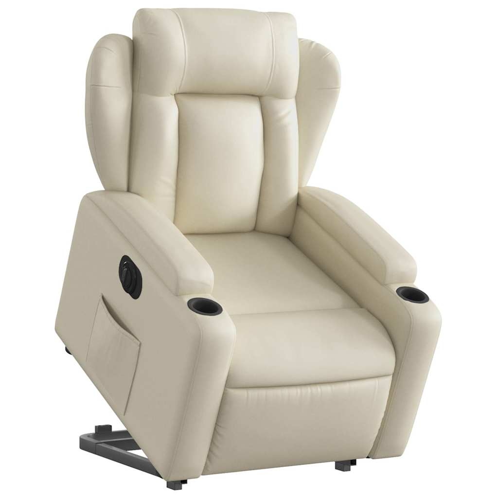vidaXL Relaxsessel mit Aufstehhilfe Elektrisch Creme Kunstleder Image