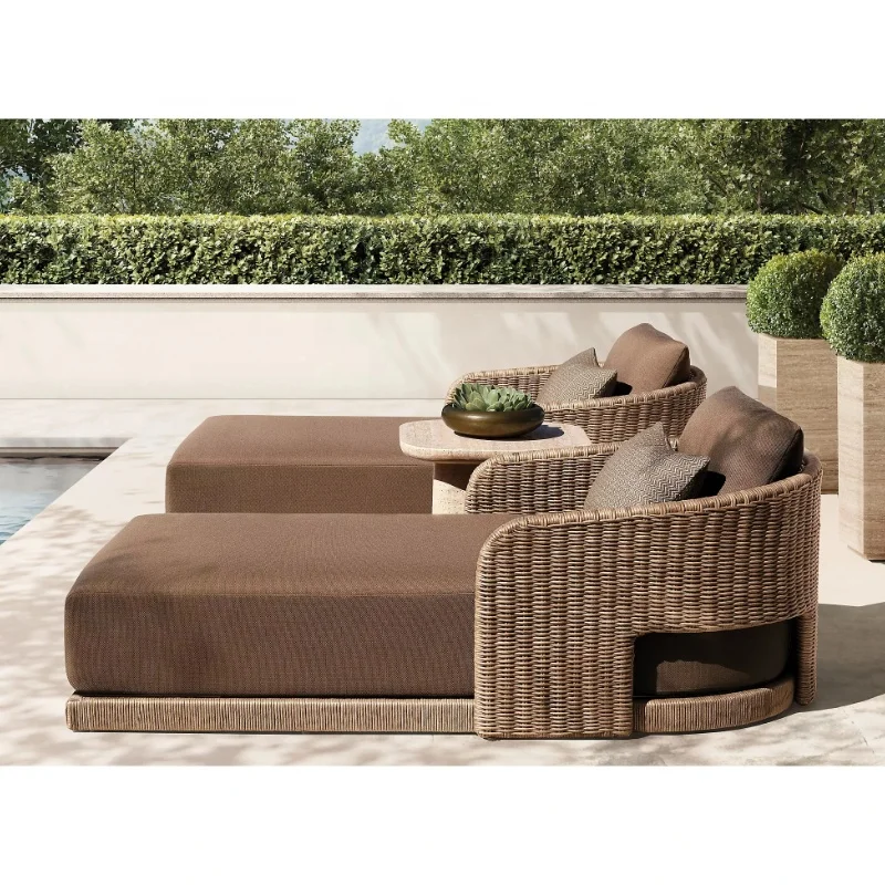 Korbgeflecht Rattan Schwimmbad Aluminium Möbel Hotel Outdoor Sonnenliege Garten Chaise Sonnenliege Strand Tagesbett