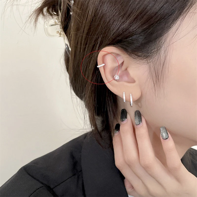 Neue Mode Feine Zirkon 925 Sterling Silber C Typ Clip Ohrringe Punk Rock Unisexual Strass Kein Loch Ohr Clip Ohrring Schmuck