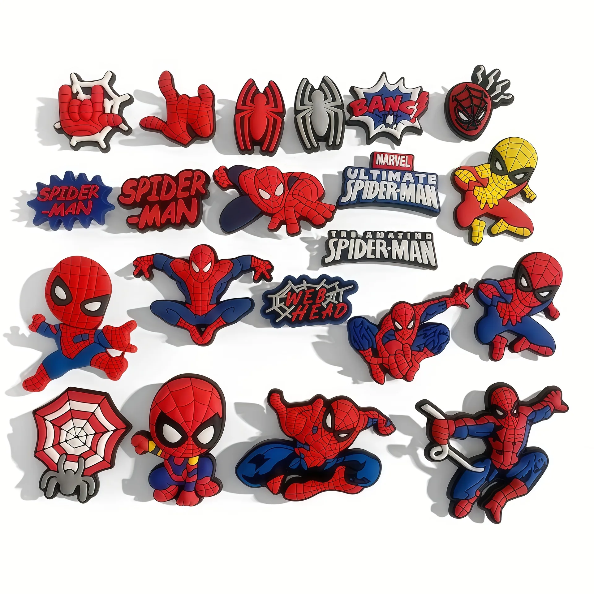 21-teiliges Set Neue Spider-Man Marvel Serie ​ Schuh-Charms und Accessoires für klassische Clog-Schuhe, passend für Armbänder, Kindergeschenke