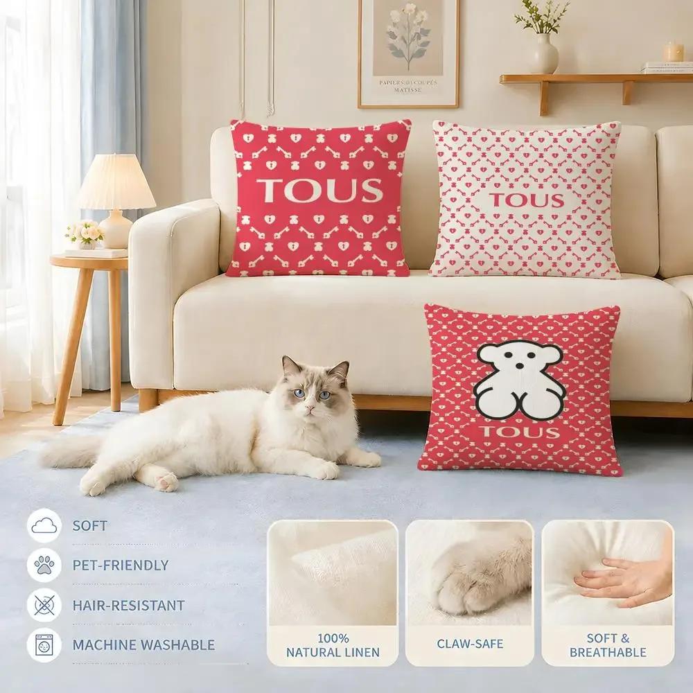 Kissenbezüge Sofa Katzen- und hundefreundlich Markenlogo T-TOUSS BearS Kissenbezug Dekorativer Kissenbezug Stühle 45x45 40x40 Image