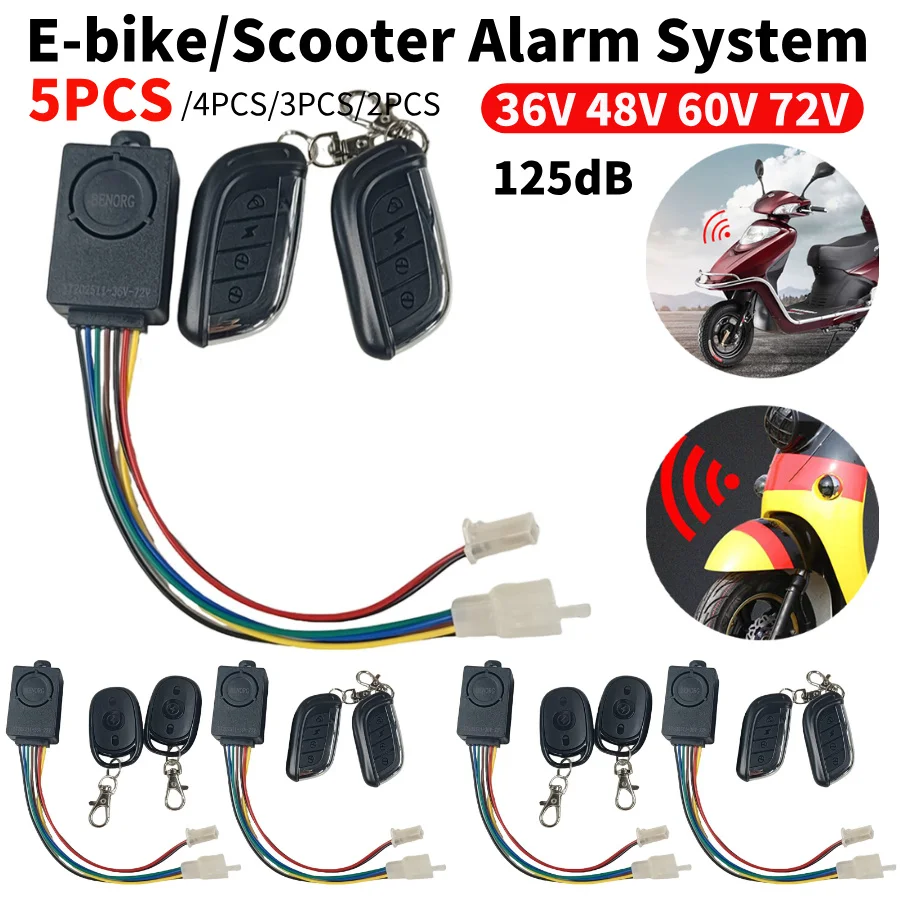 5-1PC E-Bike Alarmsystem 48V 60V 72V mit zwei Schaltern für Elektrofahrräder und Dreiräder – Anti-Diebstahl-Brushless-Controller-Zubehör Image