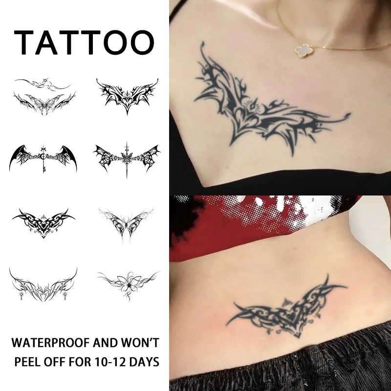 Sexy Dark Tattoo Kräuter-Temporäre Tattoo-Aufkleber, langlebig, wasserfest, für eine bis zwei Wochen, für Frauen, für Arm, Bein, Brust Image