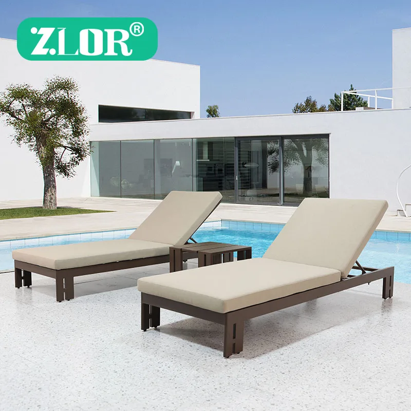 Outdoor Sun Lounger Chaise Lounge Aluminum Sunbed Beach Chair Aluminum Luxury Outdoor Furniture Modern Hotel Garden