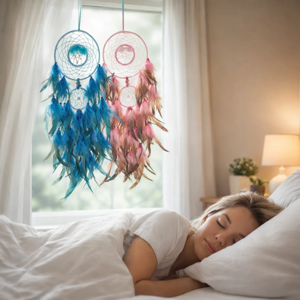 Böhmischer Kristallbaum des Lebens Traumfänger, Handgefertigtes Feder-Wandkunst-Ornament für Heimdekoration, Meditation und Geschenke Image