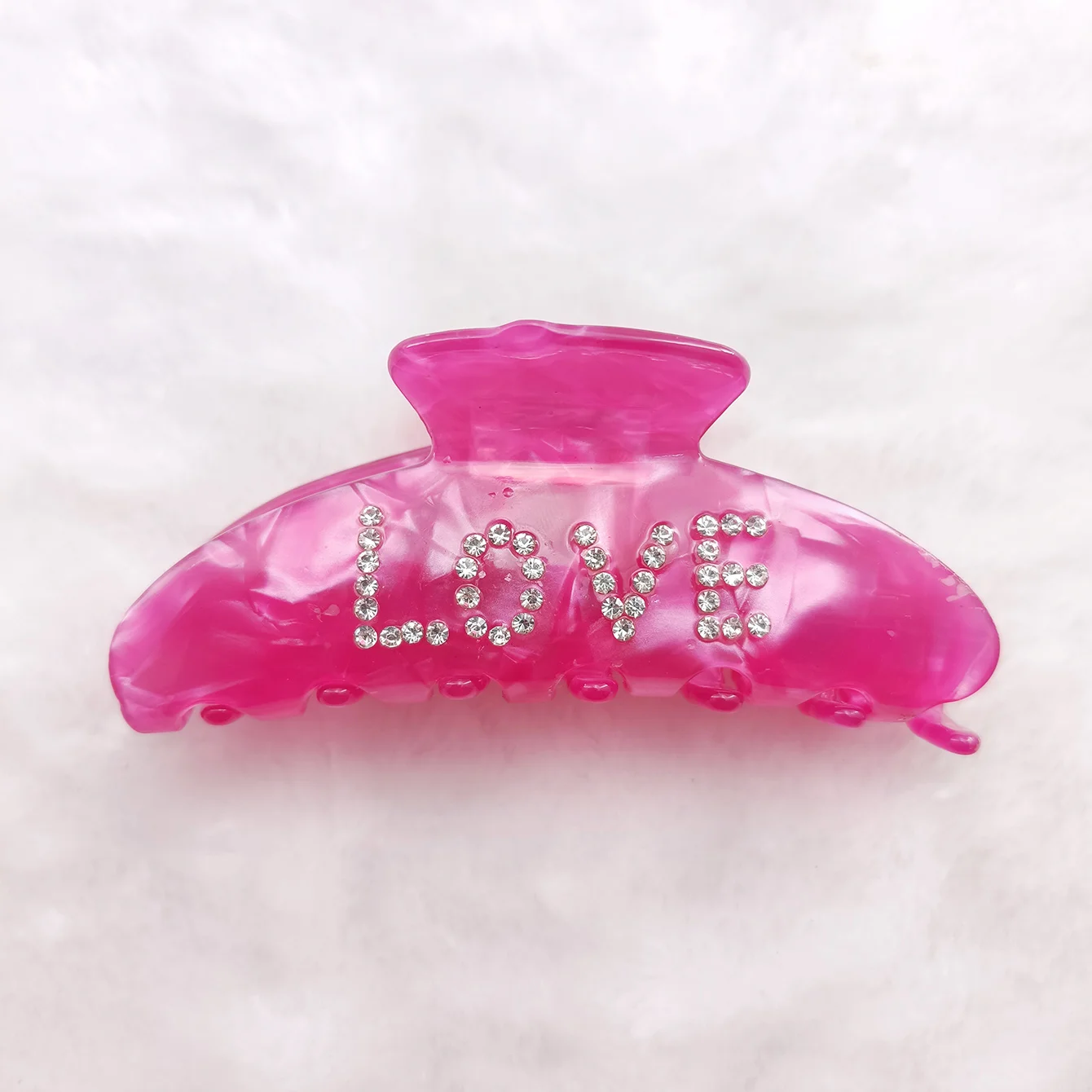 Elegante glänzende Strass Braut Brief große Acetat Haar Klaue Clips für Frauen weiß rosa Haar Styling Zubehör Hochzeitsgeschenk