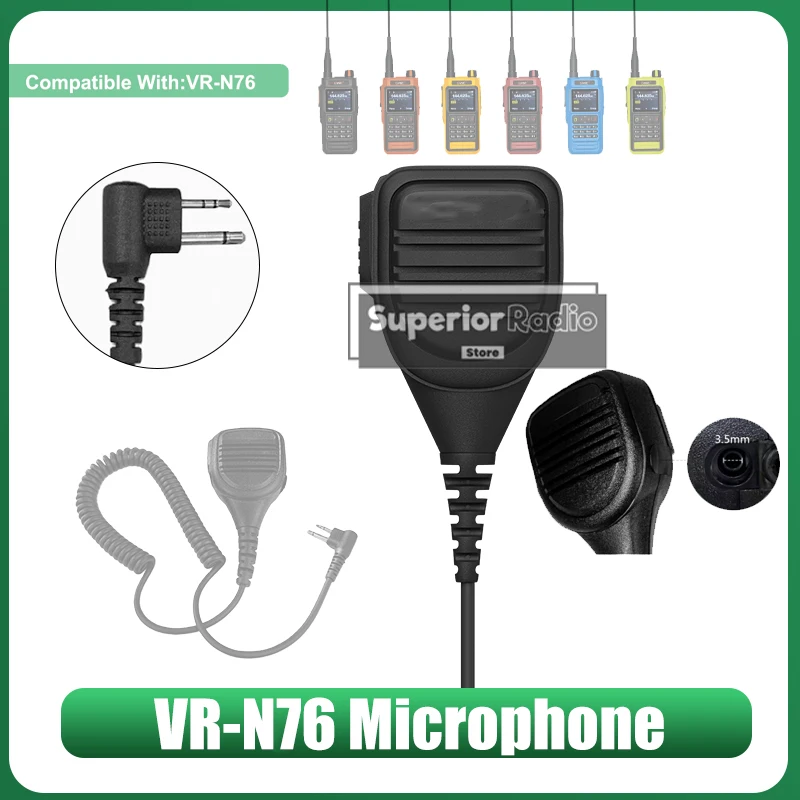 VR-N76 Walkie-Talkie Handmikrofon Schulterlautsprecher-Mikrofon mit Geräuschunterdrückung Kompatibel mit UV-Pro Zweiwege-Funkgerät Zubehör Image
