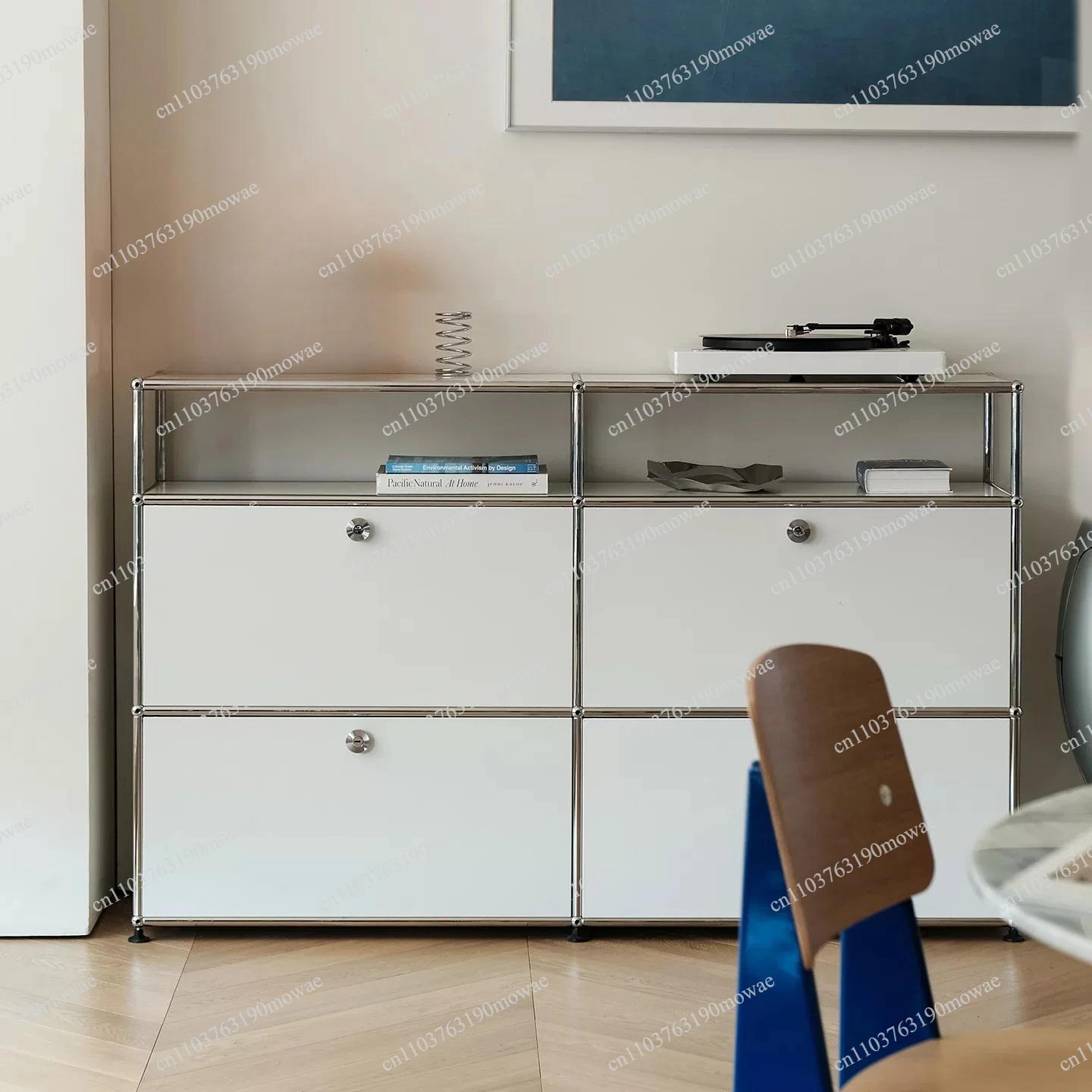 Modulares Möbelmodul Zeitschriften- und CD-Display Maßgefertigter Metall-Edelstahl-Schrank Aufbewahrung Sideboard Regal DIY Wohnzimmer