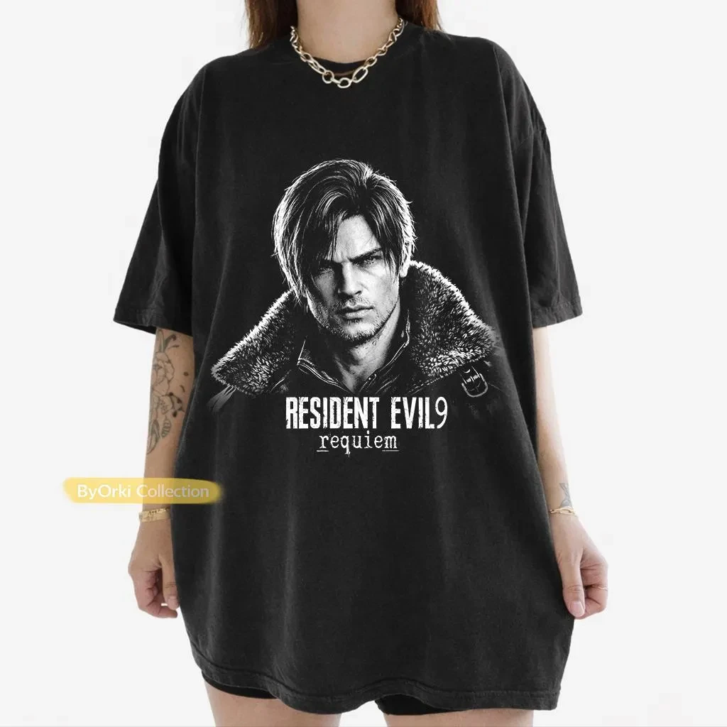 2026 Sommer Damen Vintage Resident Evil Requiem T-Shirt aus Baumwolle, atmungsaktiv, Kurzarm, Streetwear, Oversized, Locker, Lässig Image