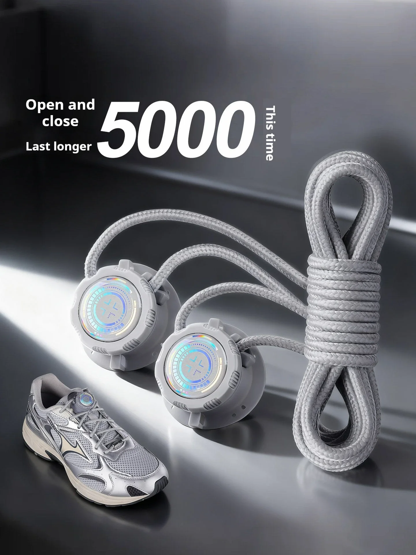 1 Paar automatische Schnürsenkel für Tennisschuhe, ohne Binden, dickes Seil, einfaches Schnüren mit einfacher Drehverschluss-Schnalle, Schuhzubehör Image