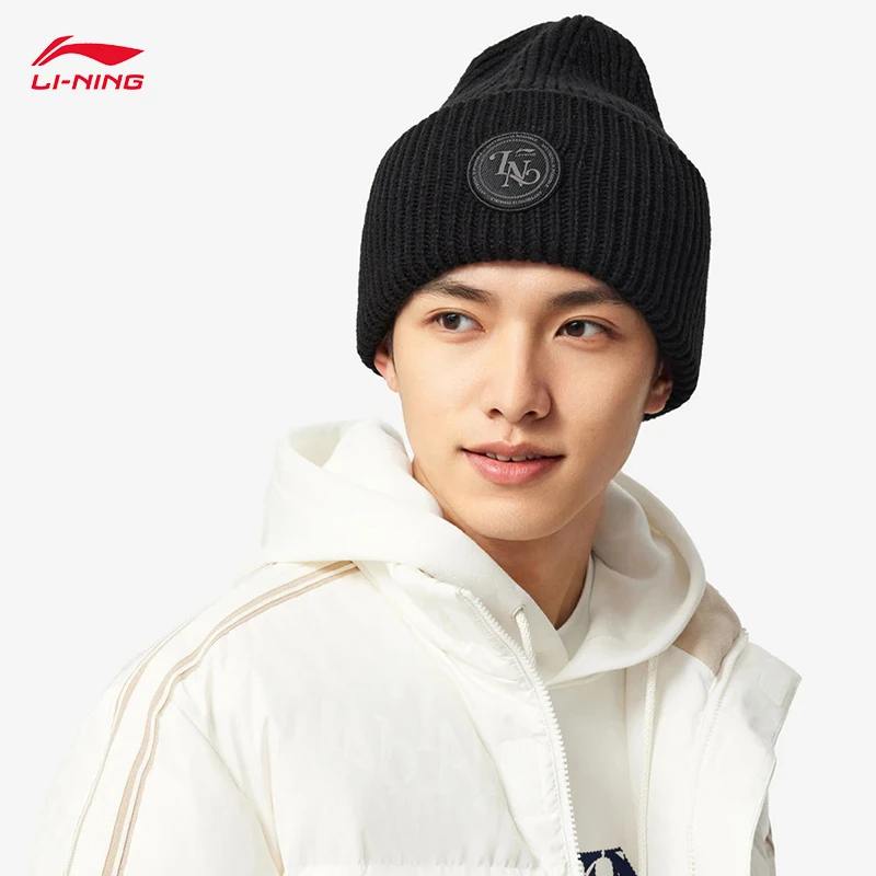 LI-NING Unisex Sports Life Series Strickmützen Modische, bequeme Winter-warme Freizeitmützen 56–60 cm AMZV041 Image
