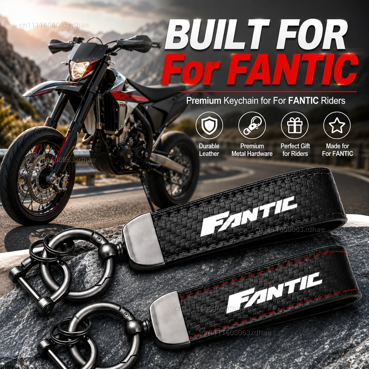 Hochwertiger Motorrad-Schlüsselanhänger aus Leder, Schlüsselanhänger-Zubehör für FANTIC CABALLERO FLAT TRACK 125 250 500 RALLY/SCRAMBLER Image