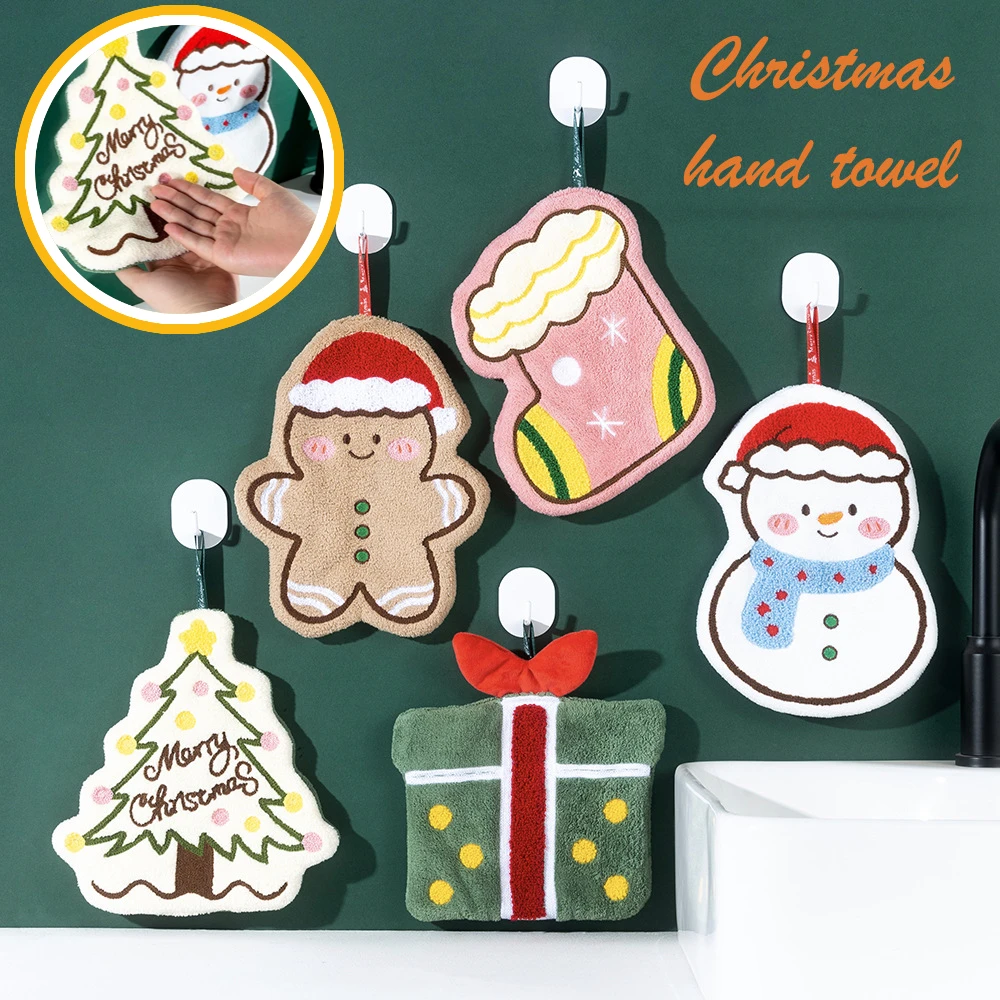 Cartoon Weihnachten Handtuch Schneemann Korallen Fleece Wischen Tuch Reinigung Tuch Weihnachten Neue Jahr Home Party Dekoration Lieferungen Image