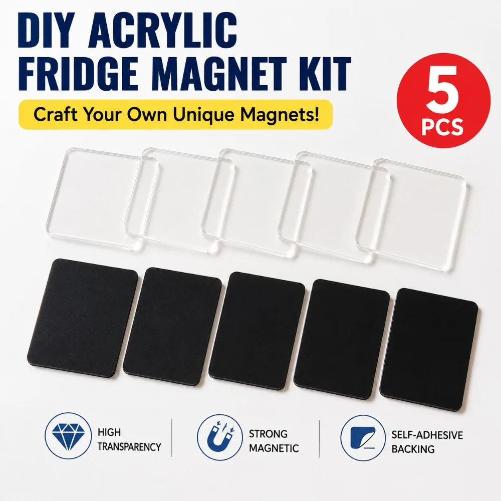 5/10 Stück DIY Acryl-Kühlschrankmagnete Set Handgefertigte Magnetische Kühlschrankaufkleber Transparentes Acryl-Bastelset für Heimdekoration Image