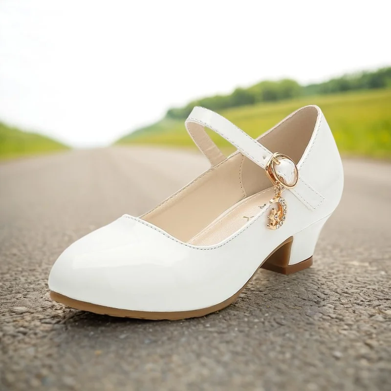 Kinder Mädchen Leder Schuhe Weiß Prinzessin Hohe Ferse Schuhe Für Kinder Mädchen Leistung Kleid Student Zeigen Dance Sandalen 26-41
