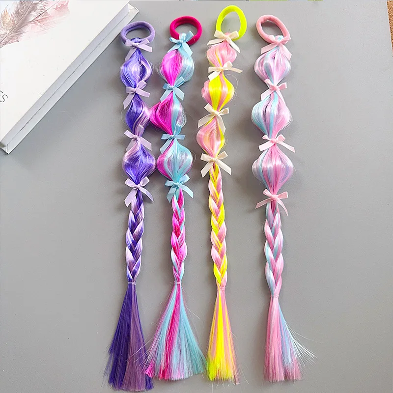 Bunte Laternen-Haargummis für Kinder, Bubble Braid Haaraccessoires, Prinzessinnen-Haarverlängerungen, Elastische Haarbänder mit Schleife für Geburtstagsfeiern Image
