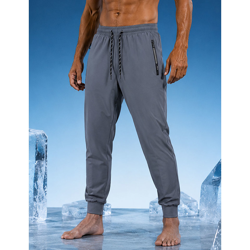 Men's Joggers Trousers Casual Pants Quick-dry Pants Cooling Pants Drawstring Pocket Elastic Waist Solid Color Lightweight Moisture Wicking Full Length Daily Gym Sports Outdoor Fashion Classic Style