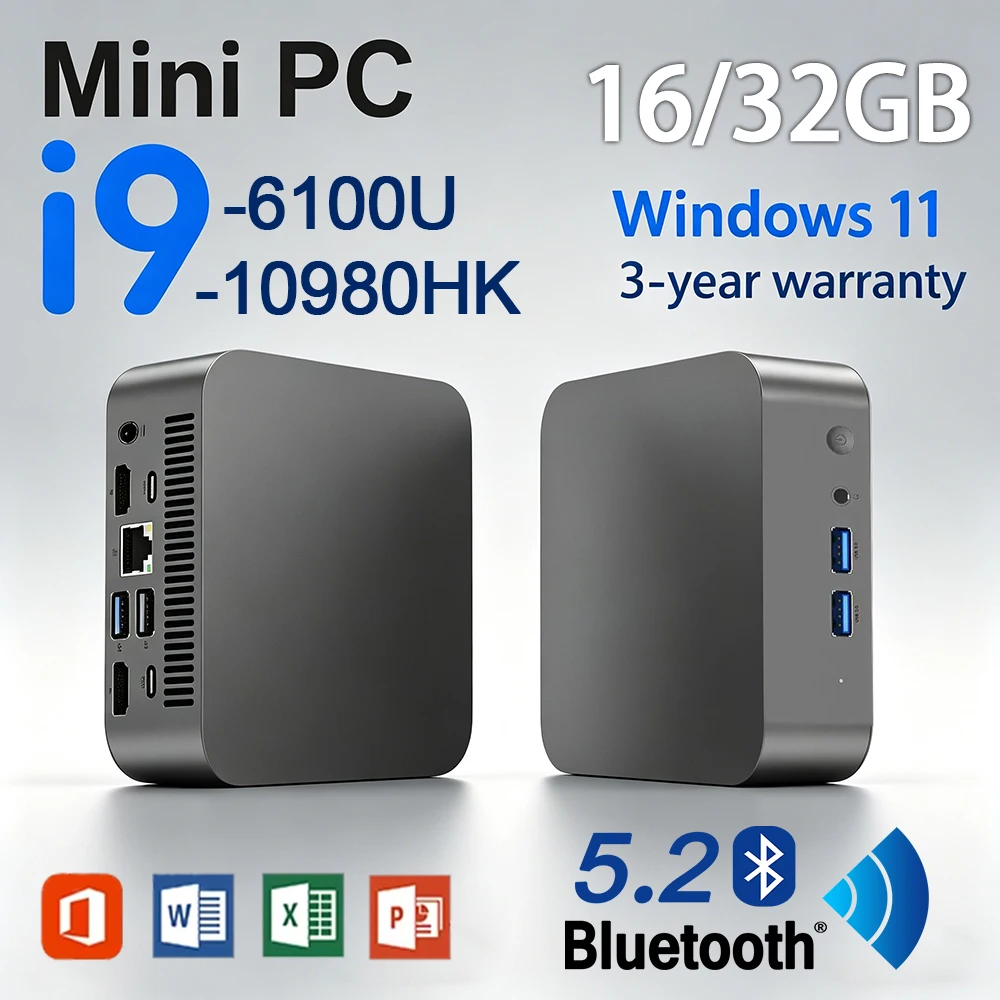 MINI PC Windows 11 Pro Core i9 10980HK Core i3 6100U DDR4 16GB 32GB SSD 1TB 2TB Computer Gaming Office Business Desktop PC Gamer