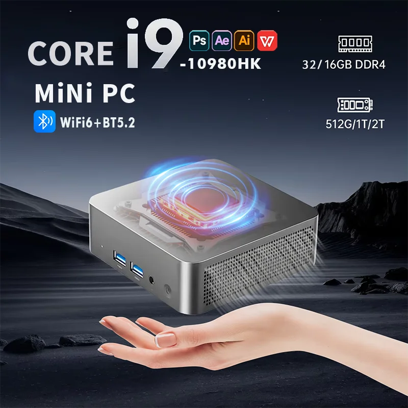 Portable Mini PC Core i9-10980HK Gaming Mini PC Windows 11 Pro 16GB/32GB DDR4 1TB 2TB M.2 SSD WiFi 6 BT5.2 Desktop Computer