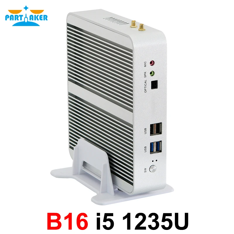 Partaker 12th Gen Mini PC Intel Core i5 1235U Processor Windows 11 VGA HD WIFI DDR4 M.2 2280 NVME Fanless Mini Desktop Computer