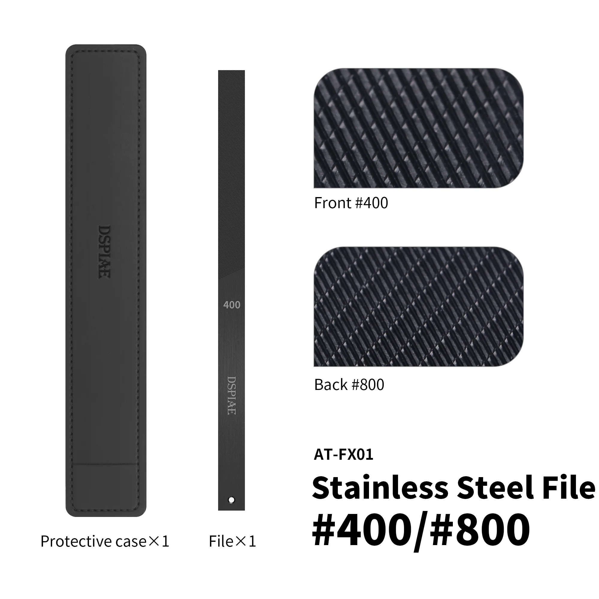 【DSPIAE AT-FX Professional File】DLC-Coated Stainless Steel Double-Sided Grit Mesh for ABS PS Resin Model Sanding Hobby Tool New