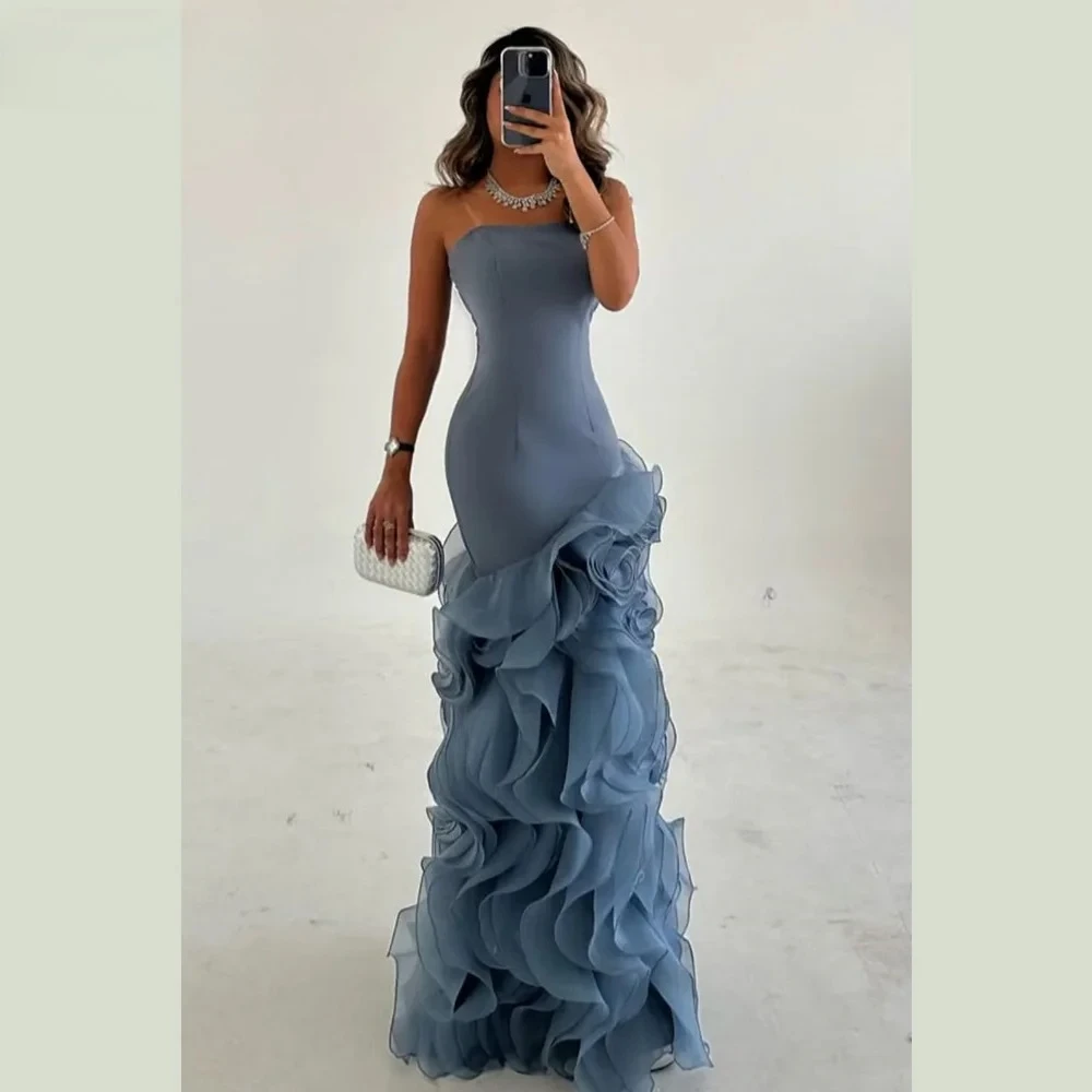 Elegant Asymmetrical Prom Gown Tiered Layers Party Dress for Women Mermaid Evening Dresses Formal Occasion Dresses Customized