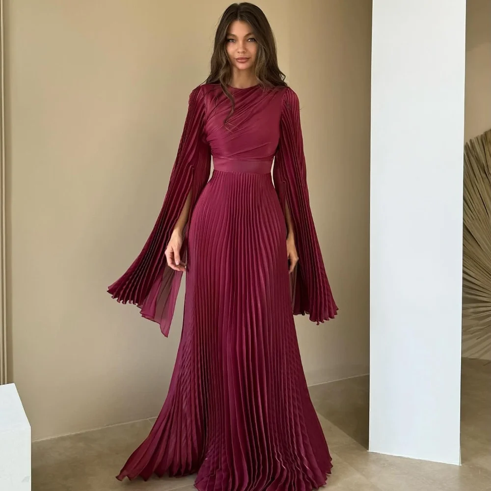 Customized Exquisite Chiffon Pleat Mermaid O-Neck Long Dresses Bespoke Occasion Dresses Modern Style Pastrol Unisex Chinese Styl