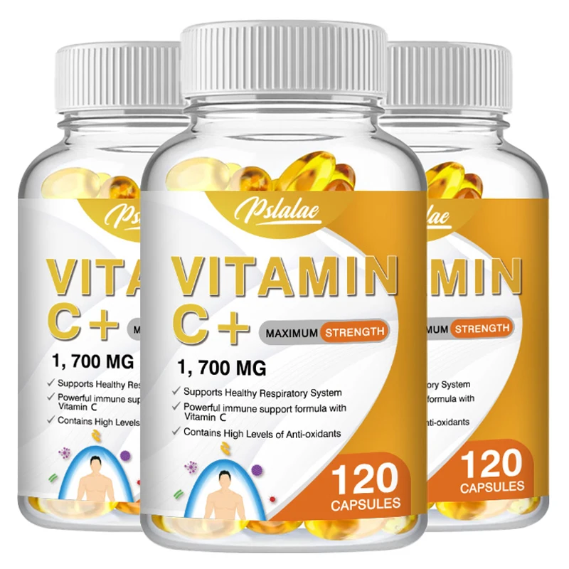 Vitamin C Capsules 1700 Mg - with Vitamin D3, Zinc, Elderberry - Immune System and Collagen Booster