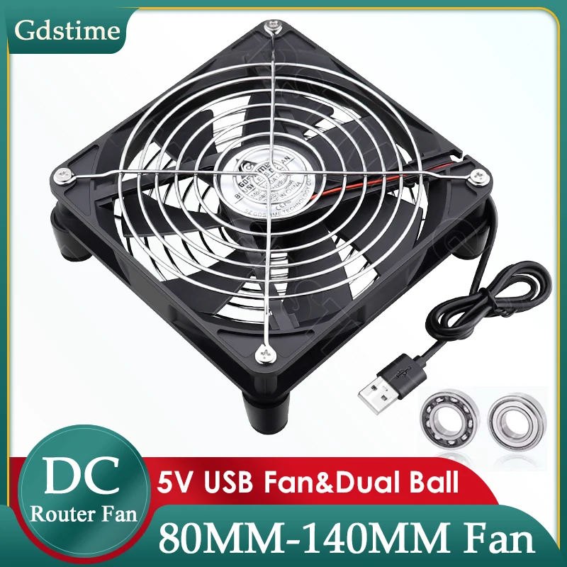 Gdstime 80mm 120mm 140mm USB Fan,5V USB Portable Cooling Fan for Xbox DVR PlayStation Router TV Receiver Computer Cabinet Cooler