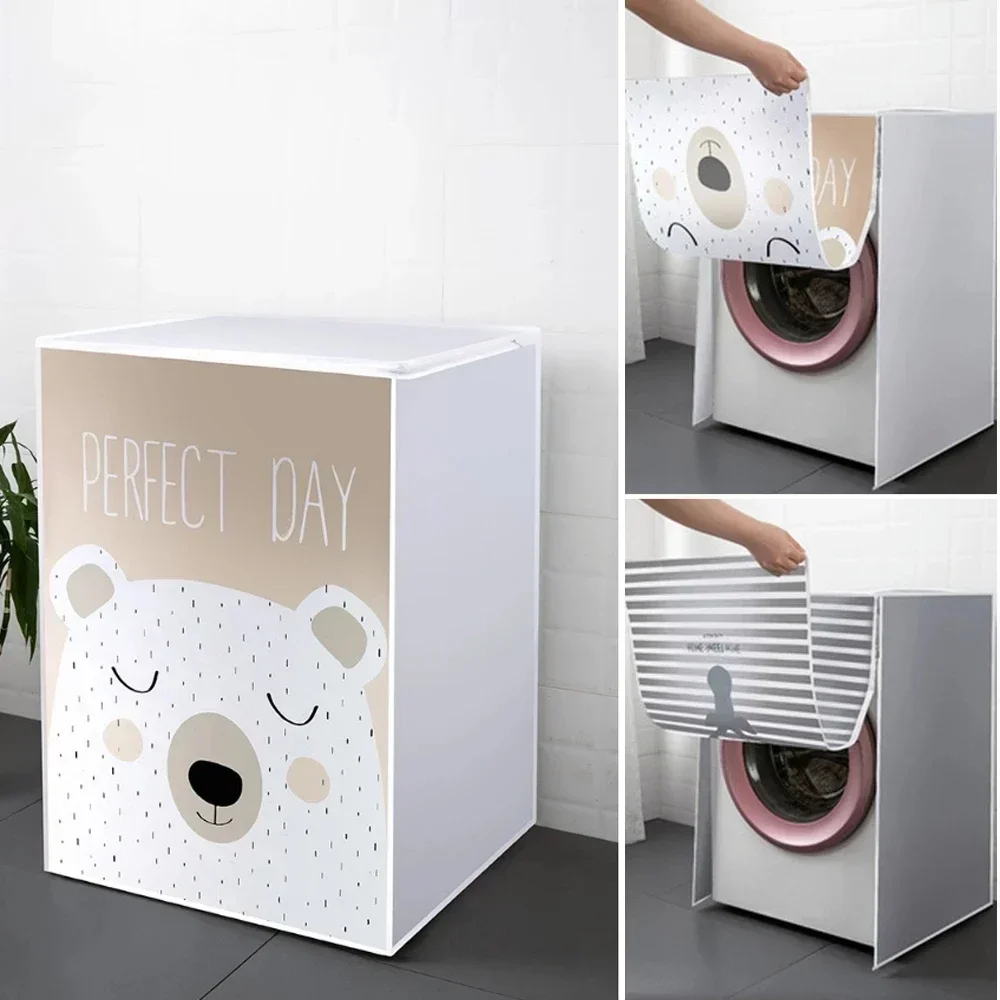 Front Loading Washing Machine Cover for Drum PEVA Sunscreen Dust Proof Cover Protective Automatic Washing Machine Household