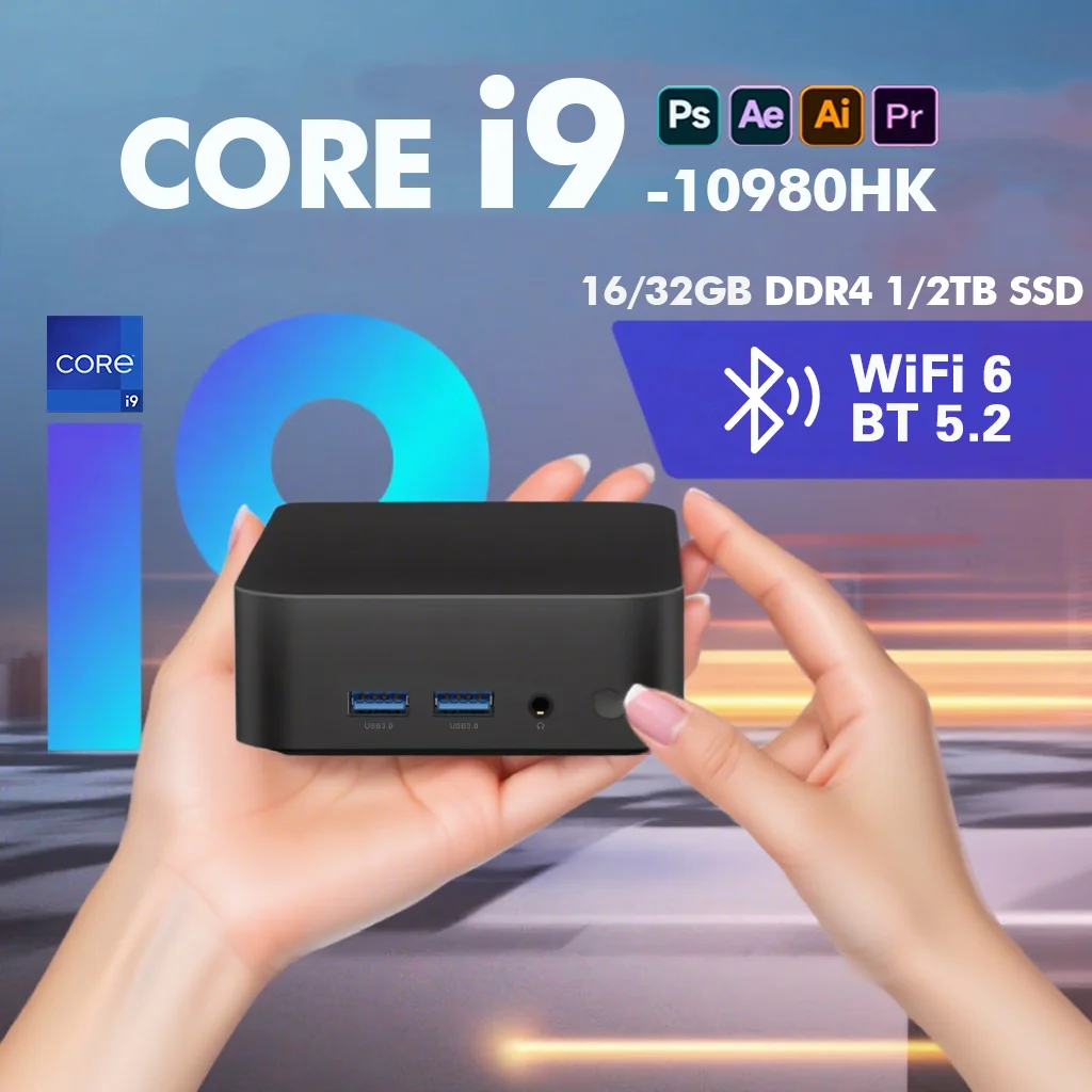 2026 Mini PC Core i9-10980HK Windows 11 Pro Desktop Gaming Computer 16GB/32GB DDR4 512GB/1TB SSD WiFi6 BT5.2 4K Pc Desktop