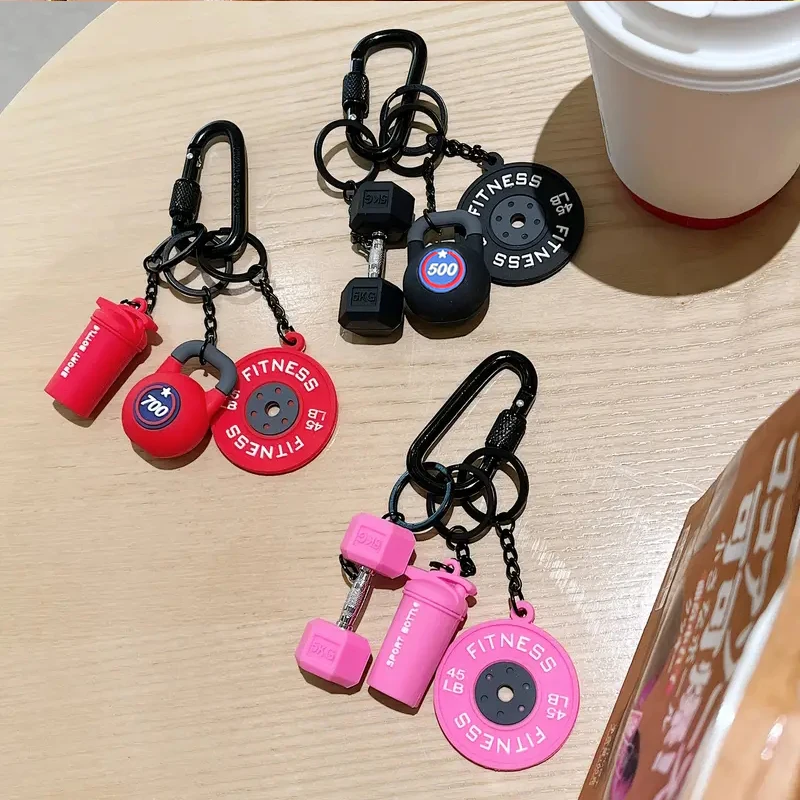 2026 HOT! Fitness Keychain Gym Barbell Key Chain Weightlifting Keyring Silicone Weight Plate Gym Gifts Workout Gifts Bag Gift
