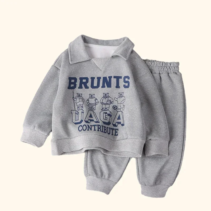 Ensembles de vêtements pour enfants automne hiver Polo sweat + pantalon costumes de Sport pour enfants garçons filles survêtements chauds vêtements pour enfants