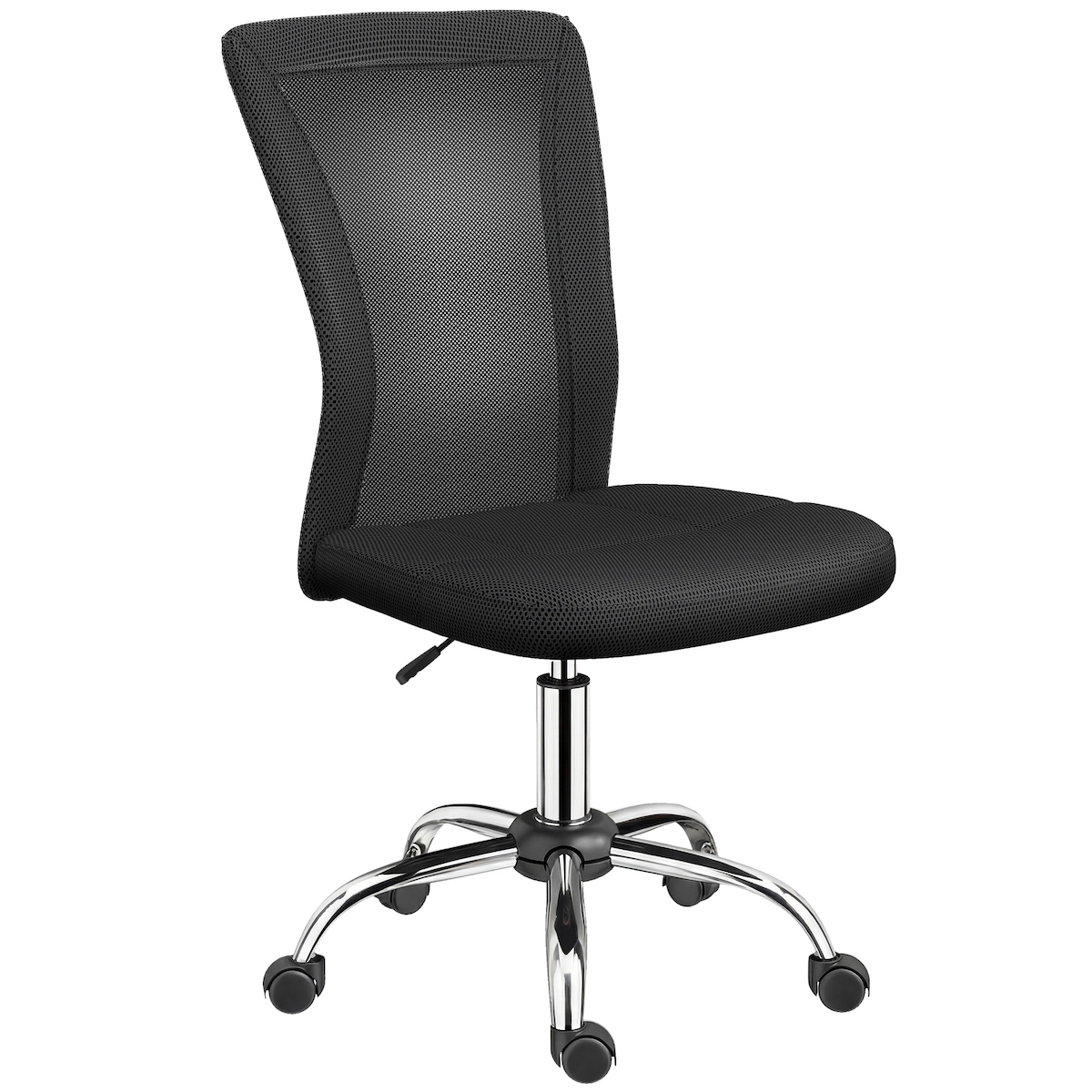 Vinsetto Drehbarer Schreibtischstuhl ohne Armlehnen – Netzstuhl mit Höhenverstellung – 100 kg Tragkraft – 43x58x90–100 cm – Schwarz Image