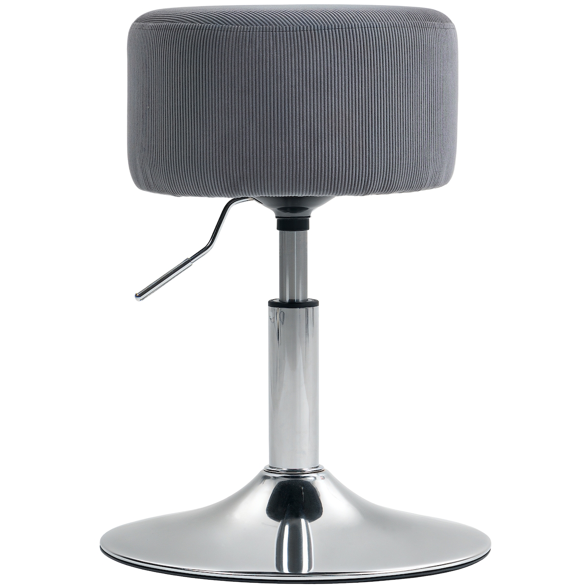HOMCOM Höhenverstellbarer Barhocker, 360° Drehbar, Cord-Bezug, 52–66 cm Höhe, Hoher Küchenhocker – Grau Image