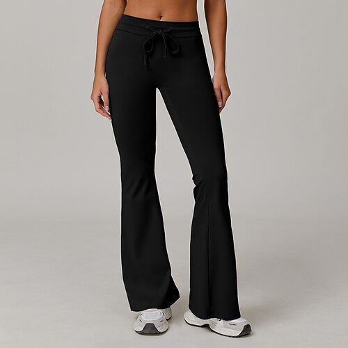 Per donna Pantaloni fitness Pantaloni da Pilates Pantaloni da allenamento Coulisse Gamba larga Senza cuciture Allenamento in Palestra Corsa Fitness Pantaloni Tinta unica Cachi Nero Blu Gli sport