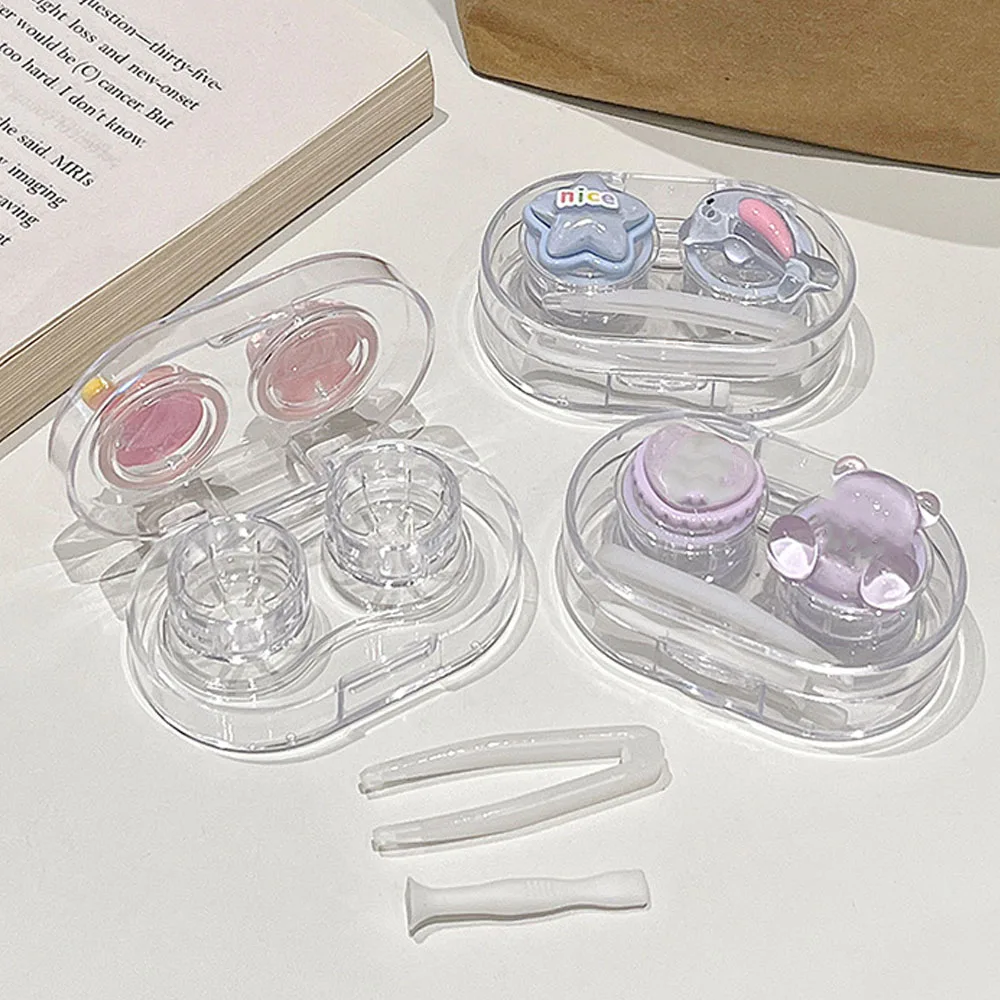 Ensemble de mini étuis pour lentilles, boîte portable pour lentilles de contact colorées, conteneur transparent pour lentilles de contact, boîte à lentilles de contact tendance pour les voyages