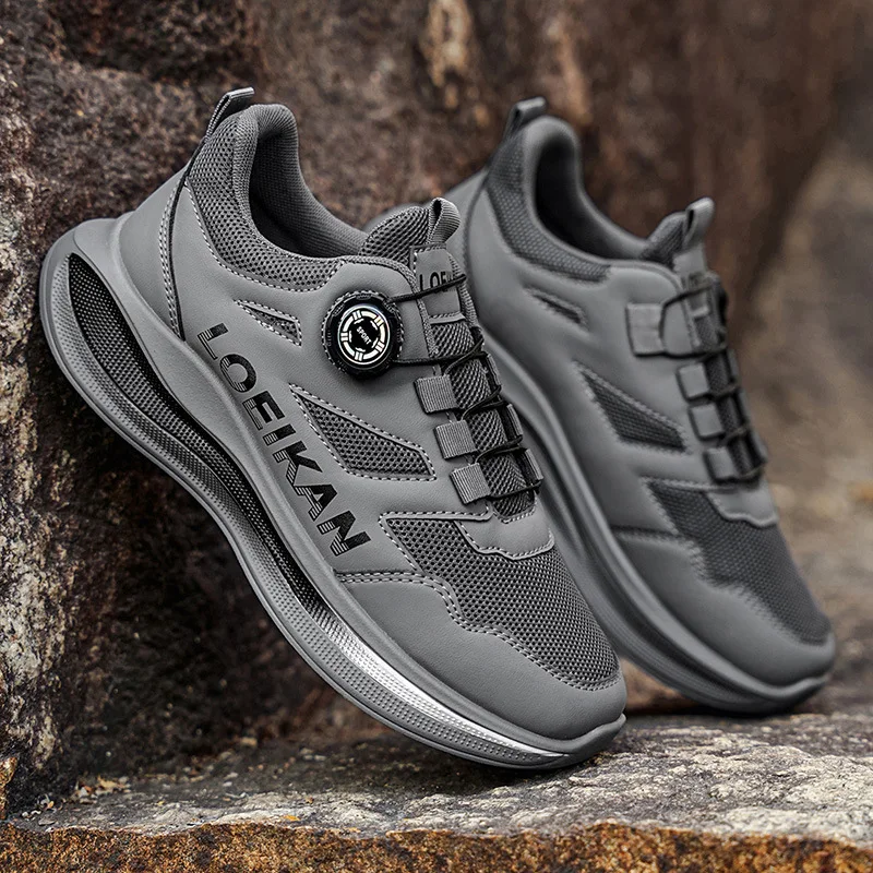 Atmungsaktive Große Größen Neue Schnürlose Mesh-Laufschuhe Bergsteiger-Schuhe mit Weicher Sohle Leichte Freizeit-Sportschuhe