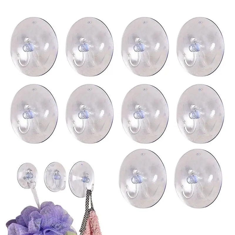 10 Stück Saugnapfhaken, transparente, wiederverwendbare Haken, 1 kg Tragkraft, kein Bohren erforderlich, für Küche, Wand, Glas, Badezimmer, Haken, Aufhänger Image