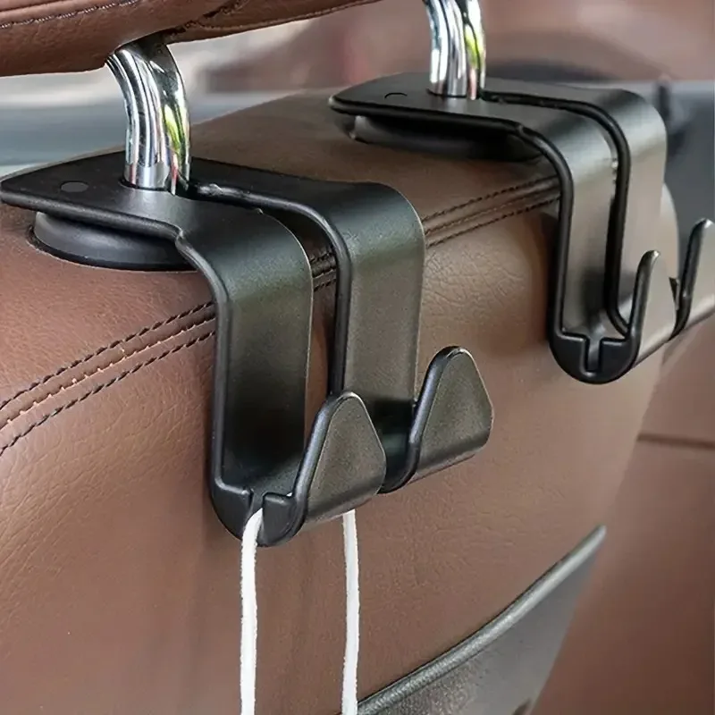 1/2 Stück Auto-Kopfstützenhaken 4er-Pack Aufhänger Aufbewahrungsorganizer Universal für Handtasche Geldbörse Mantel Passend für Universelle Fahrzeuge Schwarz Image