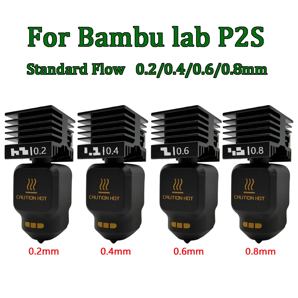 Für Bambu Lab P2S verbessertes Hotend 0,2/0,4/0,6/0,8 mm Düse aus gehärtetem Stahl, Ersatz-Hotend für Bambu Lab P2S 3D-Drucker Druckkopf Image