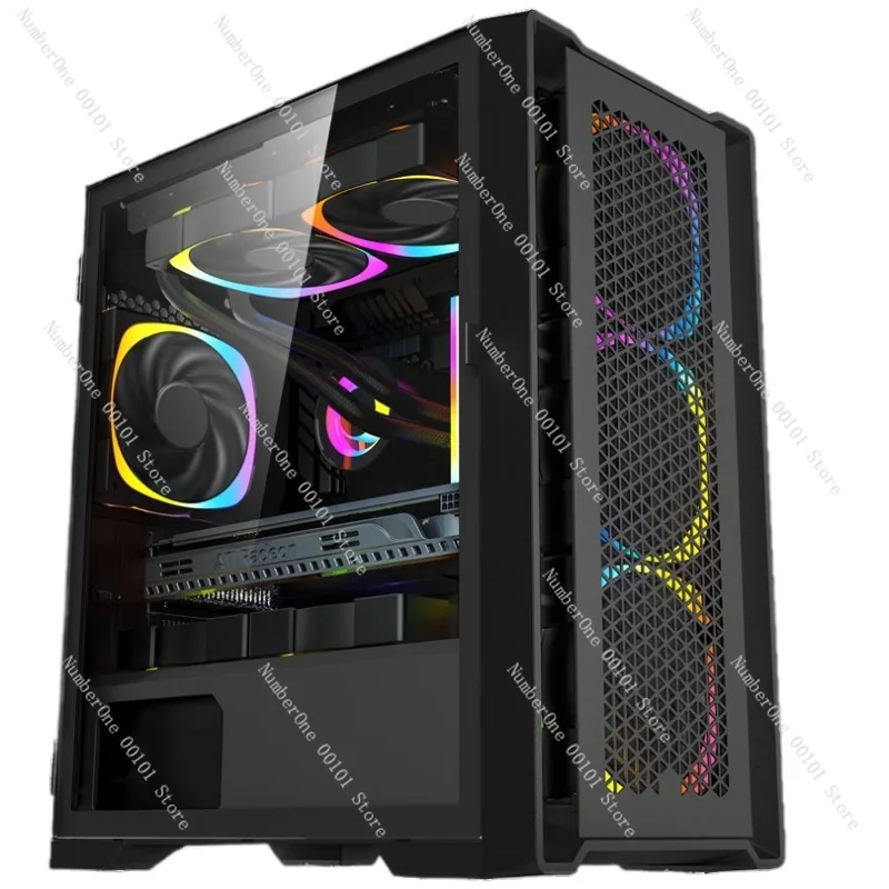 Desktop-PC-Gaming-Computergehäuse M2 Wide Body Gehärtetes Glas Mid-Tower-Chassis Cartoon-Esports-Stil für ATX Micro ATX ITX Image