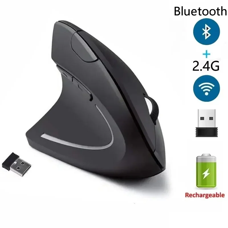 Ergonomische vertikale Maus, 2,4 GHz, kabellose optische Maus, 3 einstellbare DPI 800/1200/1600, für Büro, Zuhause, Laptops, PC, Computer, Desktop Image