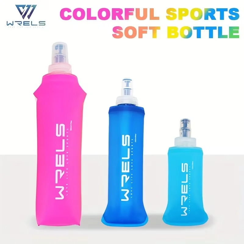 WRELS Tragbare Sport-Softflasche BPA-frei Lauf- und Radfahrflasche Outdoor-Sport Marathon Faltbare Zusammenklappbare Wasserflasche Image